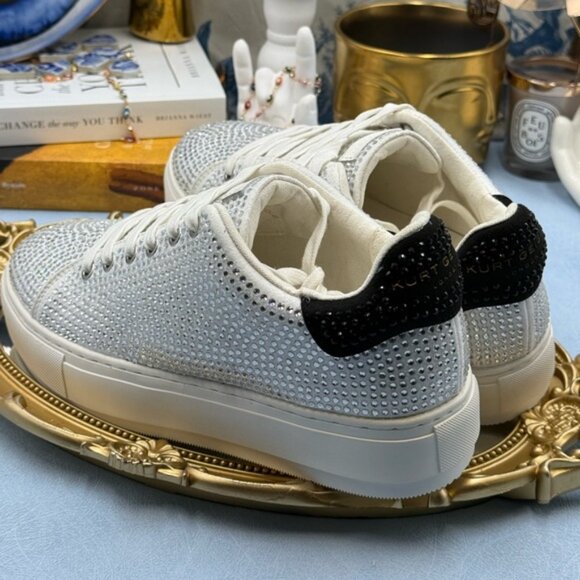 🆕 KURT GEIGER LONDON 🧿 NWOT Laney Silver Crystal Low Top Sneaker, Sz 38.5 US 8 - Picture 10 of 16